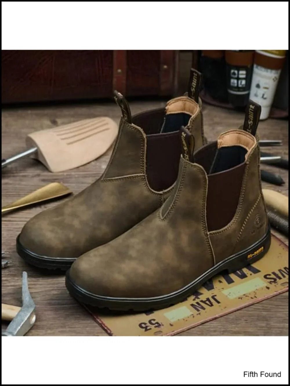 Men's Classic Chelsea Boots Ankle Slip On Full Grain Leather Casual Lightweight
